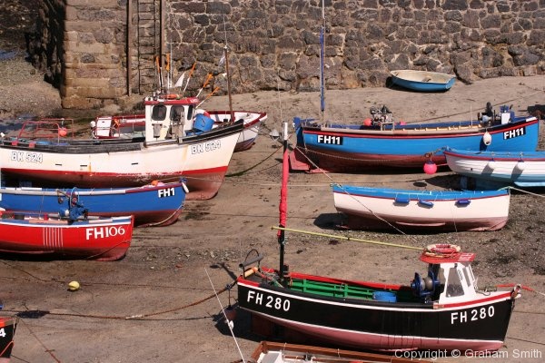 Colourful boats in Coverack harbour