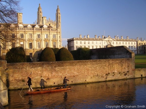 Punting behind Clare college and Kings College Chapel
