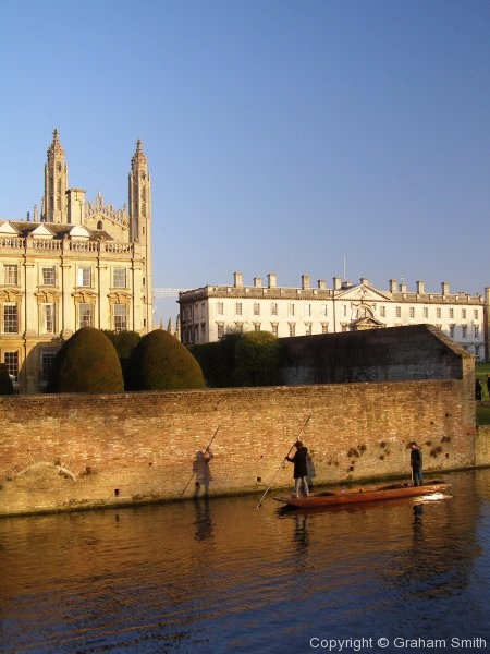 Punting behind Clare college and Kings College Chapel