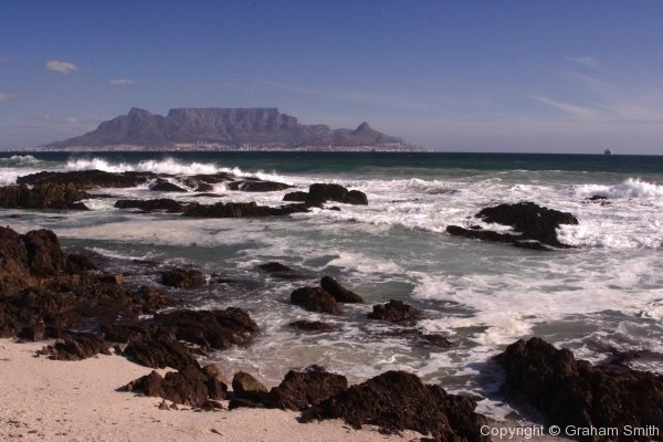 Table Mountain from Bloubergstrand beach